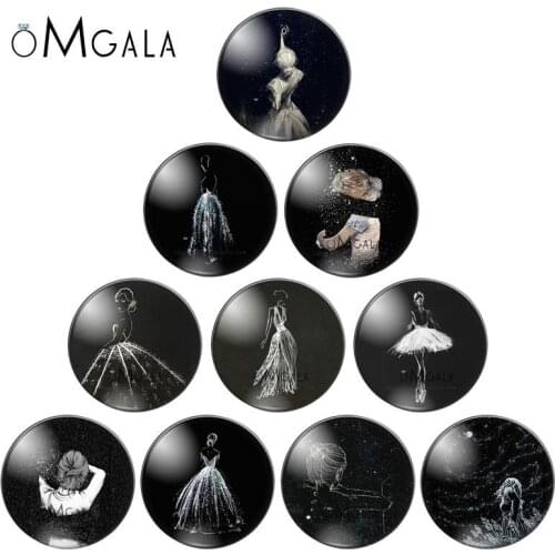 Beautiful Dancing Girls Pattern 10pcs 8mm/10mm12mm/18mm/20mm/25mm Round photo glass cabochon demo flat back Making findings
