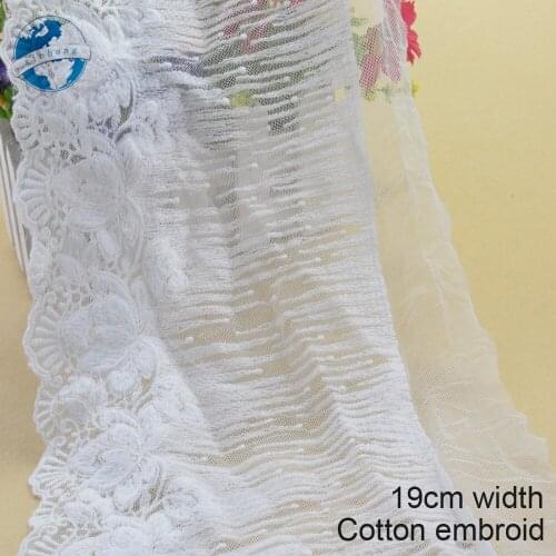 10yards 19cm width Cotton embroid lace sewing ribbon guipure african lace fabric trim warp knitting DIY Garment Accessories#3284