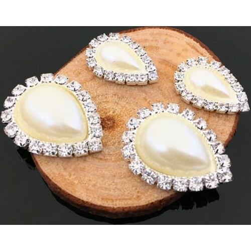 2016New 100Pcs Pearl Drops Rhinestone Buttons/Buckle Embellishment button DIY Hair accessories HZ85