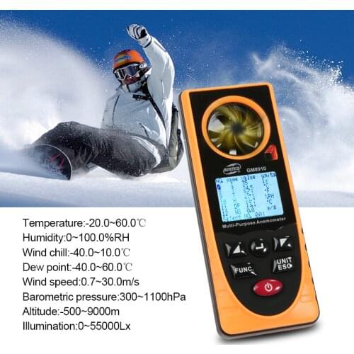 20pcs GM8910 Muti-Purpose Anemometer lux temperature attitude wind speed Measuring Instrument