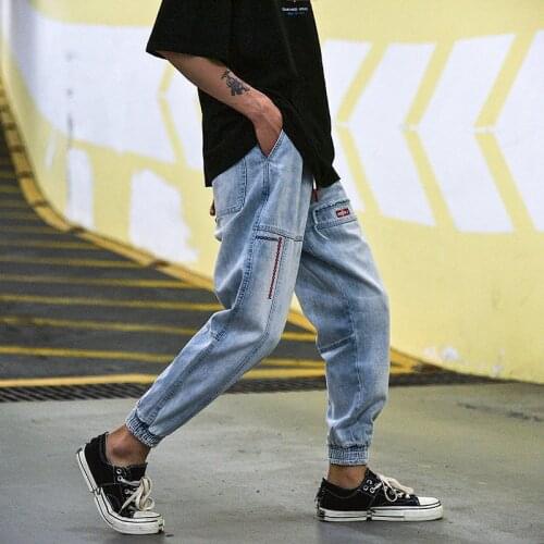 2021 Mens Jeans Casual Joggers Plus Size Hip Hop Harem Denim Pants Patchwork Quality Trousers Blue Jeans Male Clothes