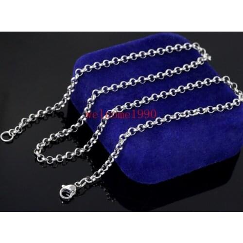 In bulk 5pcs Lot 18-32'' Choose Stainless steel Thin 3mm Smooth Round Rolo Link Chain Necklace Shiny Unisex Women
