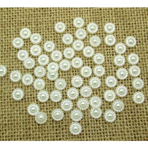500Pcs 9mm Beige Pattern Half Round Pearl Beads FlatBack Scrapbook Craft Cabochon Kawaii DIY Embellishments Accessories