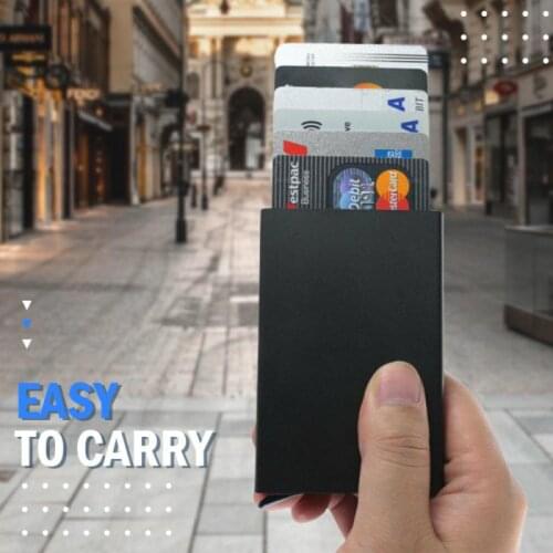 Aluminum Card Holder RFID Credit Card Holder Automatic Pop-out Bank Card Box Smart Quick Release Women Wallet Card Storage Bag
