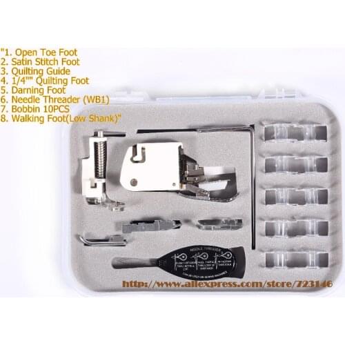 Free shiping mede in japan Quilting Guide,1/4" Quilting Foot,Darning Foot ,Needle Threader,Bobbin,Walking Foot(Low Shank)