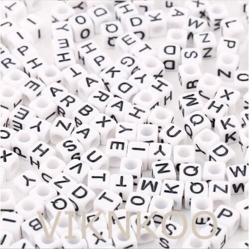 26 Letter Dice Loose Spacer Acrylic Beads Flat Charm Jewelry Making Diy Chain Bracelet Necklace Accessories 6mm Alphabet Beads