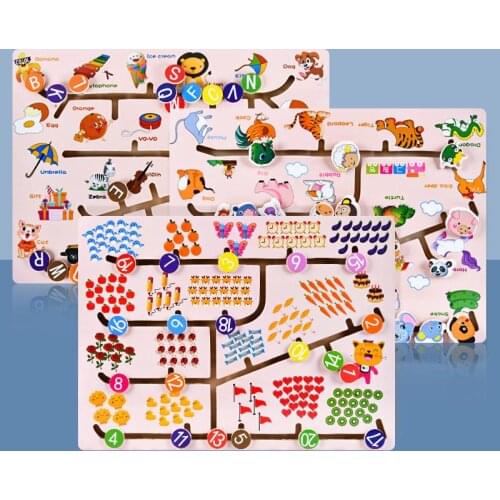 Wooden Labyrinth Puzzle Animal-body-match Maze Intelligence Toy Educational Montessori Animal Traffic Matching Toy For Children