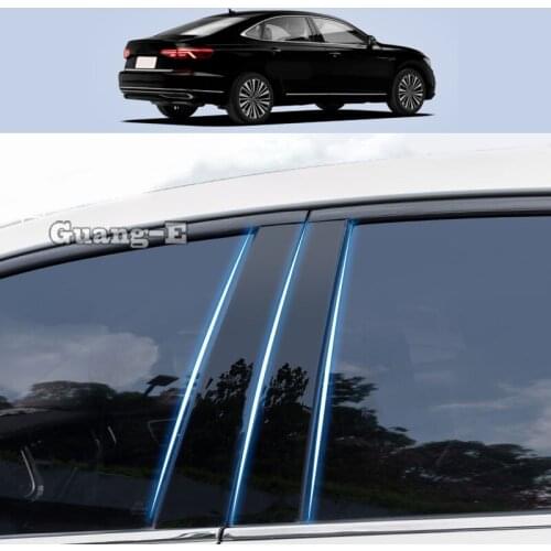 For Volkswagen VW Passat 2019-2022 Car PC Material Pillar Post Cover Door Trim Window Piano Black Molding Sticker Plate 6pcs
