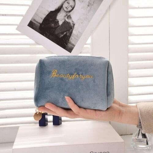 Women Cosmetic Bag Soft Velvet Make Up Storage Bag High-capacity Multifunction Travel Necessaries Female Make Up Pouch