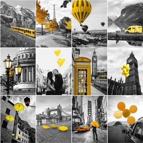 Evershine Full Square Diamond Painting Black White 5D DIY Landscape Diamond Embroidery Sale Rhinestone Picture Home Decoration