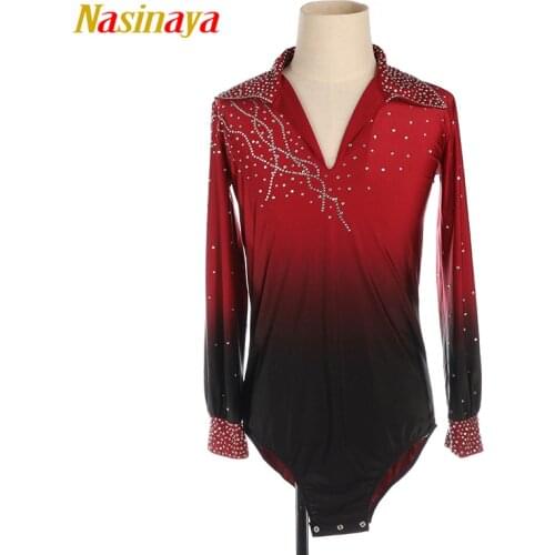 Nasinaya Boys Man Figure Skating Performance Clothing Customized Competition Ice Skating Leotard Kids Gymnastics Dance Black Red