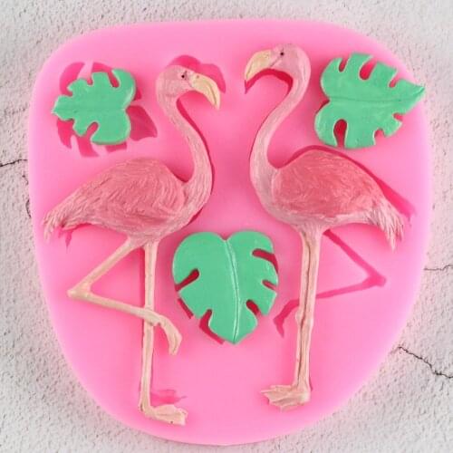 Flamingo Tropical Leaves Bird silicone Mold Turtle Leaf Fondant Mold Cake Decorating Tools Jelly Candy Chocolate Gumpaste Molds