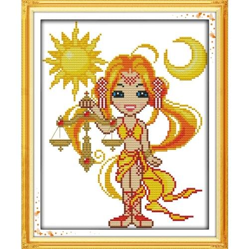 Joy sunday cartoon style The twelve zodiac-libra christmas cross stitch pinterest 14ct and 11ct for kids