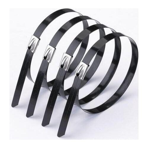 100pcs/lot, 4.6mm*150mm PVC plastic coated ss304 stainless steel cable tie, 100pcs/bag ,CE certified