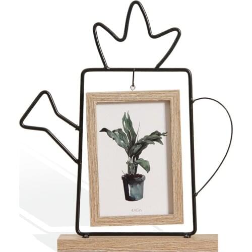 Creative Two-sided Photo Frames Office Home Desktop Decoration Iron Art Picture Frames Imitation Wood Grain Picture Frames
