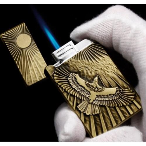 Personality eagle Embossed butane Inflatable gas cigarette lighter creative direct Jet torch flame smoking igniter men gift
