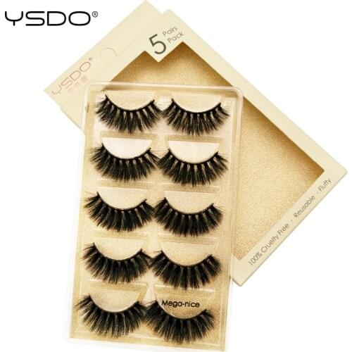 YSDO 5 pairs mink eyelashes natural lashes cilios mink false eyelashes hand made 3d mink lashes faux cils makeup volume lashes