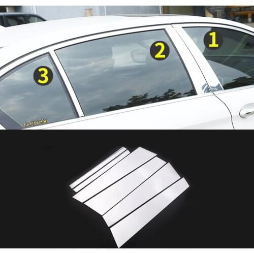 6Pcs/set Chrome Polished Aluminum B C Window Pillar Post Trim Kit Cover Trim For BMW 5 Series G30 2018 Car Accessories