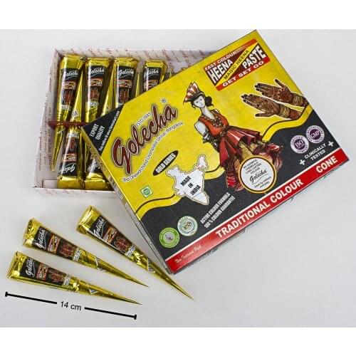Golecha 12pcs 25g Natural Black Mehndi Henna Cones Indian Henna Tattoo Paste For Temporary Tattoos Sticker Mehndi Body Paint