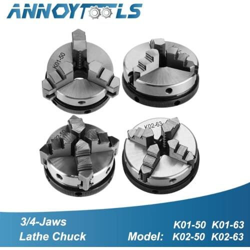 50mm 63mm 3-Jaw 4-Jaw Manual Self-Centering Lathe Chuck for Woodworking Chucks Machine Tool Accessories Wooding Tools