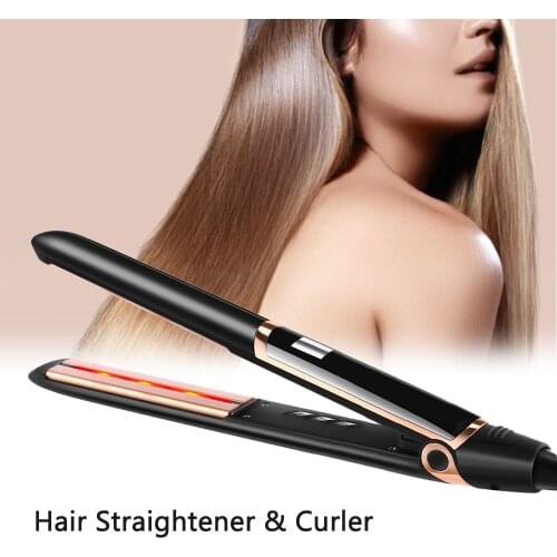Professional Hair Straightener Curler 450℉ Fast Heating-up Hair Flat Iron Infrared Hair Straighting Curling Iron LCD Display