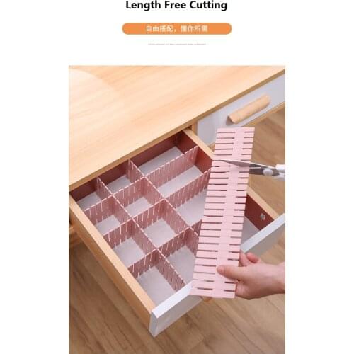 DIY Free Drawer Separator Adjustable Plastic Drawer Divider No Punching Storage Shelves Household Space-saving Partition Board