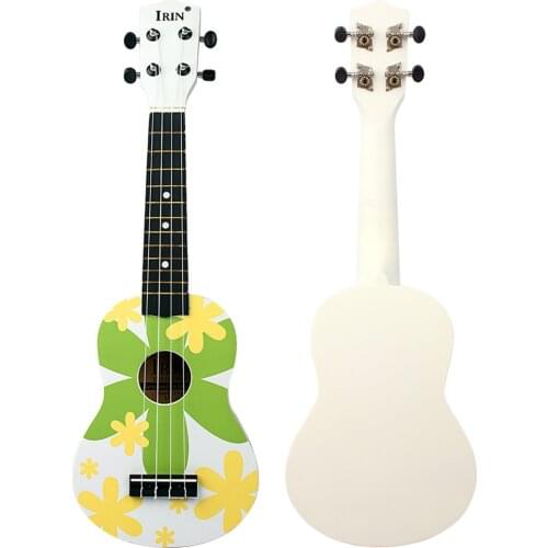 21 Inch Ukulele Green Flower 4 Strings Hawaiian Guitar Basswood Soprano Ukulele Kids Musical Instrument Gift Toys Mini Guitarra
