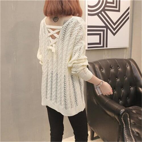 Spring Hollow Out Thin Women Knitted Pullover Tops Casual Mesh Pull Jumper Female O-Neck Cool Sweater Ladies Long Sleeve Top