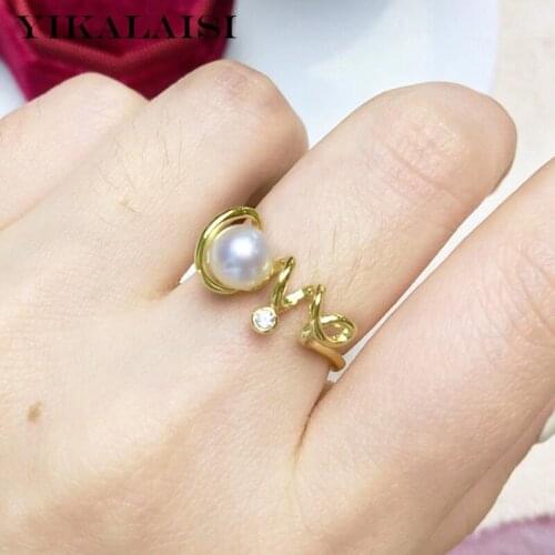 YIKALAISI 6-7mm Round Natural Freshwater Pearl Rings Jewelry For Women 925 Sterling Silver Love Rings New Arrivals Wholesales