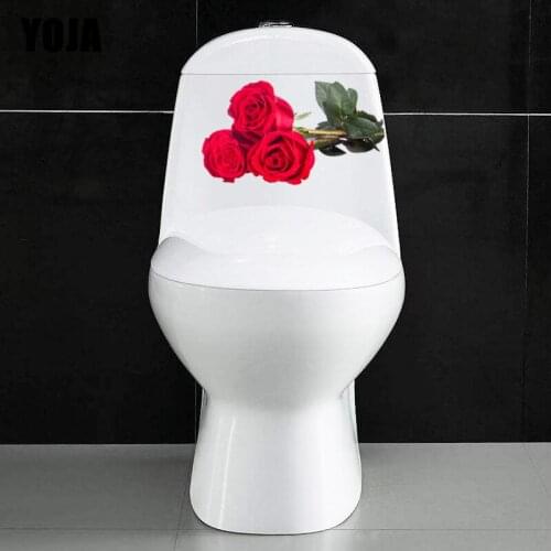 YOJA 24*X14CM Three Red Roses Living Room Wall Sticker Decal Classic Bathroom Toilet Decor T1-1255