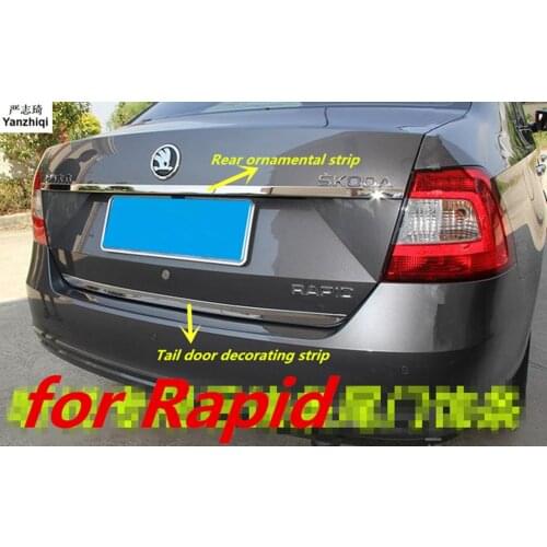 Stainless Steel Rear ornamental strip Tail door decorating strip Car Styling for Skoda 2014-2019 Rapid / Rapid Spaceback