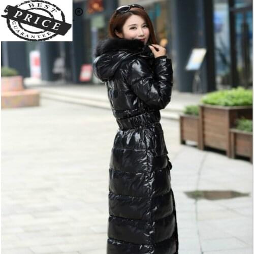 Warm White Thick Duck Down Jacket Women 2021 New Long Coat female Real Fur Collar Clothes Tops Abrigo Mujer 201a33LWa25