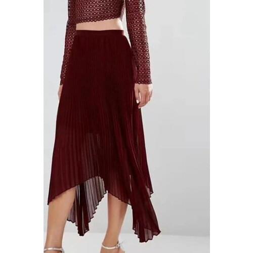 Women Skirt 2020 Spring and Summer New Skirt Fashionable Solid Color Pleated Irregular Midi Skirt