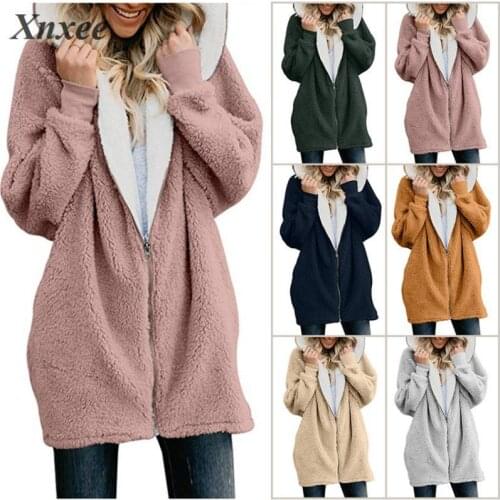Womens Jackets Winter Coat Women Cardigans Ladies Warm Jumper Fleece Faux Fur Coat Hoodie Outwear Plus size 5XL