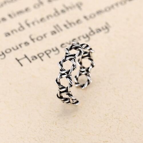 Retro Style 925 Sterling Silver C Open Rings For Women Vintage Jewelry Accessories Free Shipping