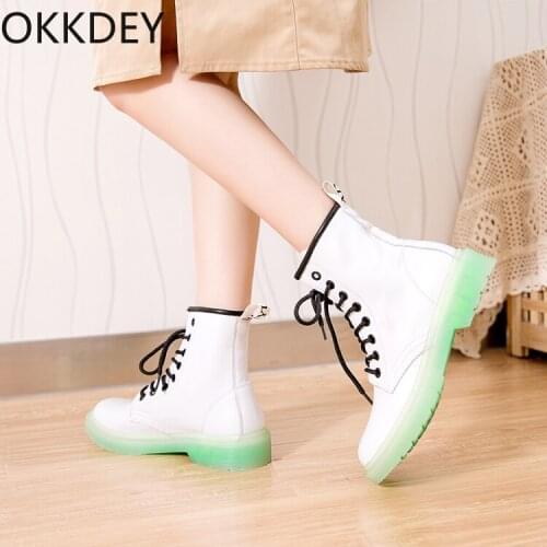 Okkdey Women Winter Boots Shoes Fur 2020 New Genuine Leather Fashion Ankle Boots Student Flat Female Martin shoes