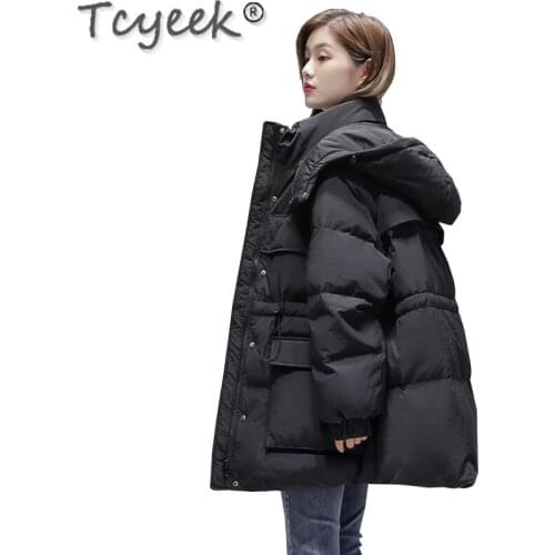 Tcyeek Winter Womens Jacket 2021 Hooded Duck Down Coats Femme Long Korean Style Parkas Casual Overcoats Chaqueta Mujer SQQ434