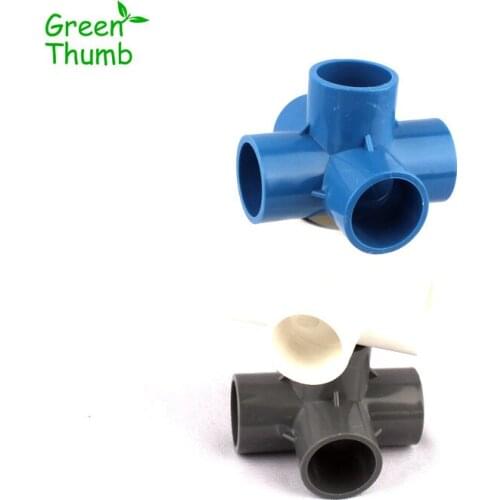 1pc Dia 32mm PVC 5-Way Joints for Home Garden Water Pipe Fittings White/Grey/Blue PVC Connectors