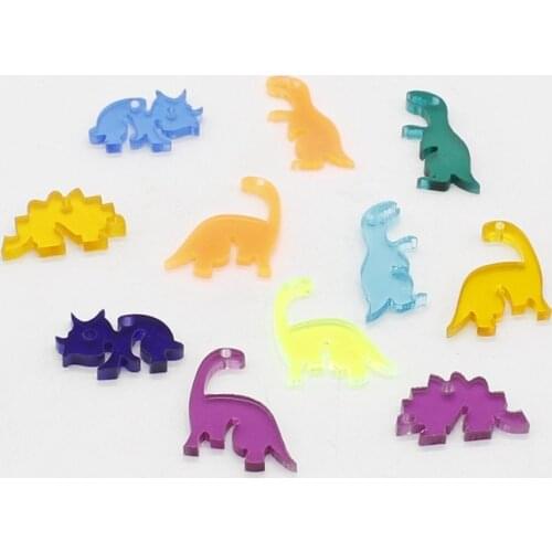 10 Colorful DinosaurAacrylic Earrings Charm Animal Bracelet Necklace Pendant KeyCchain Mobile Phone DIY Jewelry Accessories