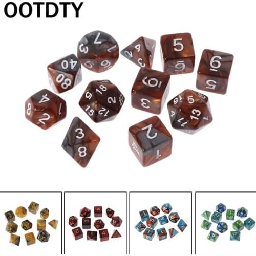 11pcs/set Dices Beads D4 D6 D8 D10 D12 D20 Sided Dices For RPG DND D&D