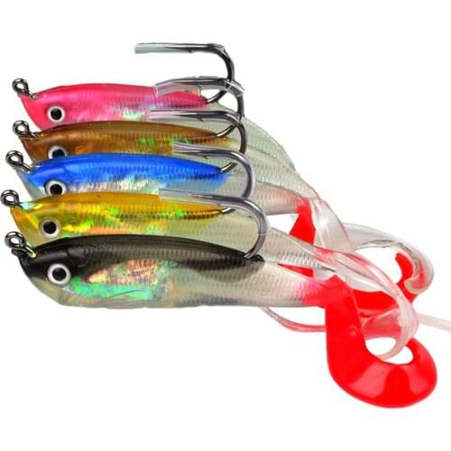5Pcs/Set Multicolor 10cm Soft Bait Fish with Jig Hook Fishing Lure Tackle Tool