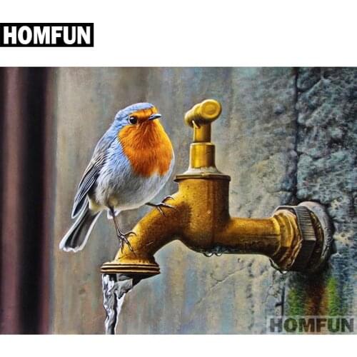 HOMFUN Full Square/Round Drill 5D DIY Diamond Painting "Bird & Tap" Embroidery Cross Stitch 5D Home Decor Gift A01772