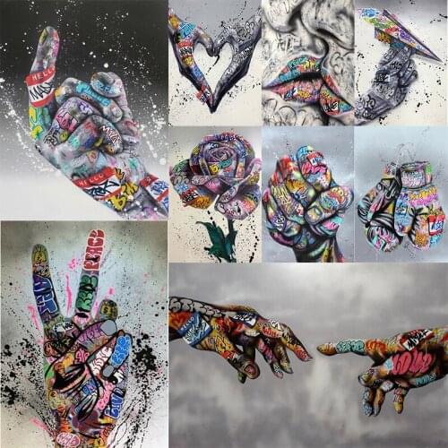 Banksy Street Graffiti Art Canvas Painting Abstract Gestures Pictures Wall Art Decor Home Decoration Living Room Decor