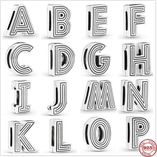 925 Sterling silver 26 letters clip reflexions charm bead fit original Pandora bracelet trinkets diy women jewelry making