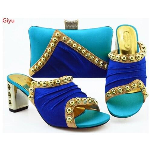 Doershow Italian Shoes With Matching Bags African Women Shoes and Bags Set For Prom Party Summer Sandal!!HVC1-31