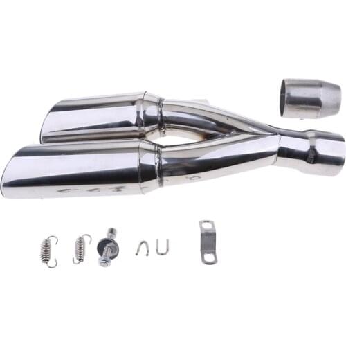 Exhaust Muffler Steel Pipe Slip On Racing Street Bike Motorcycle 51mm Silver