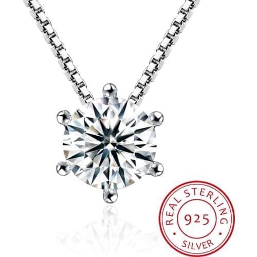 Hot sell shiny crystal pendant 925 sterling silver ladies`necklace female short chain birthday gift drop shipping women no fade