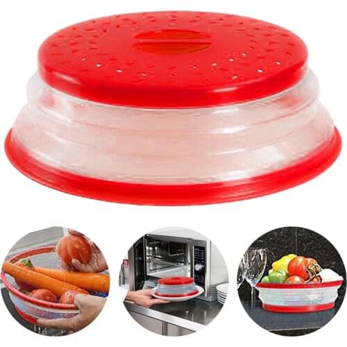 Hot Collapsible Plastic Microwave Anti-Splash Cover Lid Fruit Vegetable Drain Basket