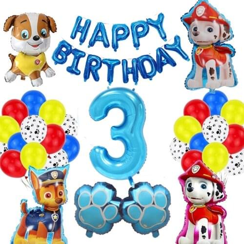 Paw Patrol Toys Dog Ballons Action Figures Chase Rubble Marshall Doll Boys Birthday Party Supplies Deco Gifts Set For Children