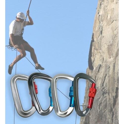 Professional Climbing Carabiner D Shape Mountaineering Buckle Hook Aluminum Safety Lock Outdoor Survival Climbing Equipment